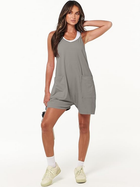 15 Womens Summer Casual Sleeveless Romper Loose Spaghetti Strap Shorts Overalls 07