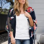 30 Womens Floral Print Puff Sleeve Kimono Cardigan Loose Cover Up Casual Blouse Tops2