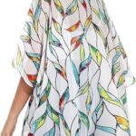 30 Womens Floral Print Puff Sleeve Kimono Cardigan Loose Cover Up Casual Blouse Tops26