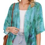 30 Womens Floral Print Puff Sleeve Kimono Cardigan Loose Cover Up Casual Blouse Tops4