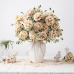 4Peonies Artificial Flowers in Vase Peony Flower Bouquet with Vase Flowers 07