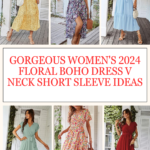 Gorgeous Womens 2024 Floral Boho Dress V Neck Short Sleeve Ideas 0