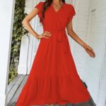 Gorgeous Womens 2024 Floral Boho Dress V Neck Short Sleeve Ideas 05 1