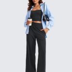 Lightweight Wide Leg Pants for Women 30 High Waisted Casual Lounge Travel Work Pants with Pockets 02