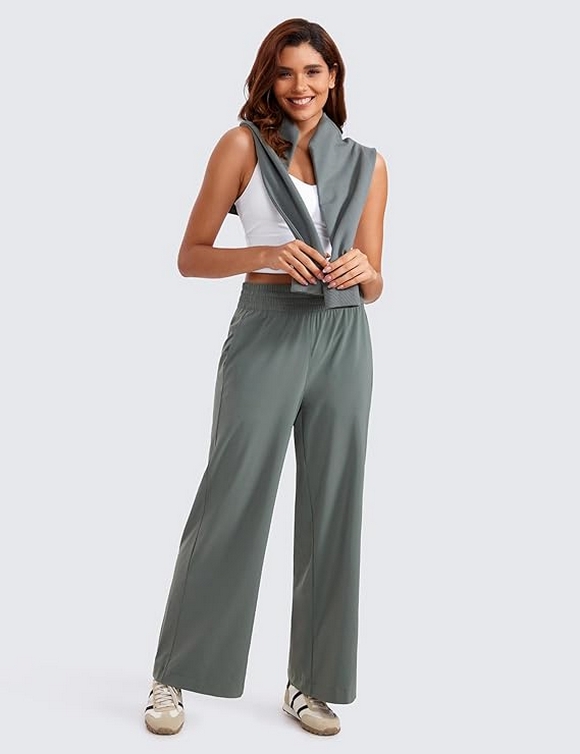 Lightweight Wide Leg Pants for Women 30 High Waisted Casual Lounge Travel Work Pants with Pockets 03
