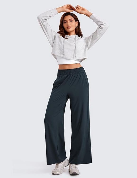 Lightweight Wide Leg Pants for Women 30 High Waisted Casual Lounge Travel Work Pants with Pockets 05