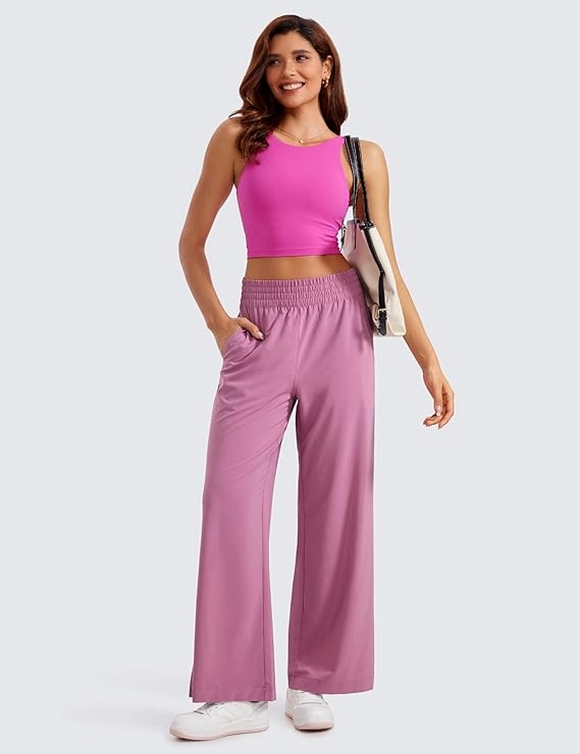 Lightweight Wide Leg Pants for Women 30 High Waisted Casual Lounge Travel Work Pants with Pockets 06