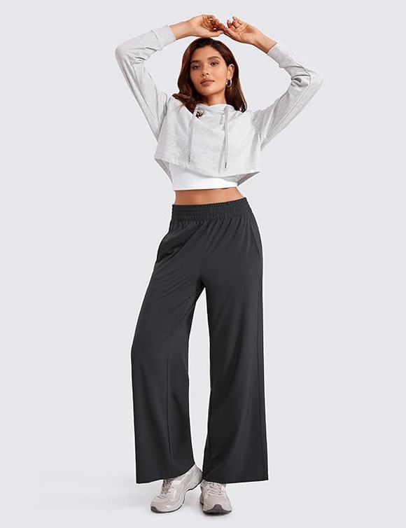 Lightweight Wide Leg Pants for Women 30 High Waisted Casual Lounge Travel Work Pants with Pockets 07