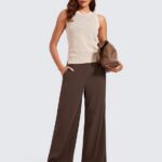 Lightweight Wide Leg Pants for Women 30 High Waisted Casual Lounge Travel Work Pants with Pockets 12
