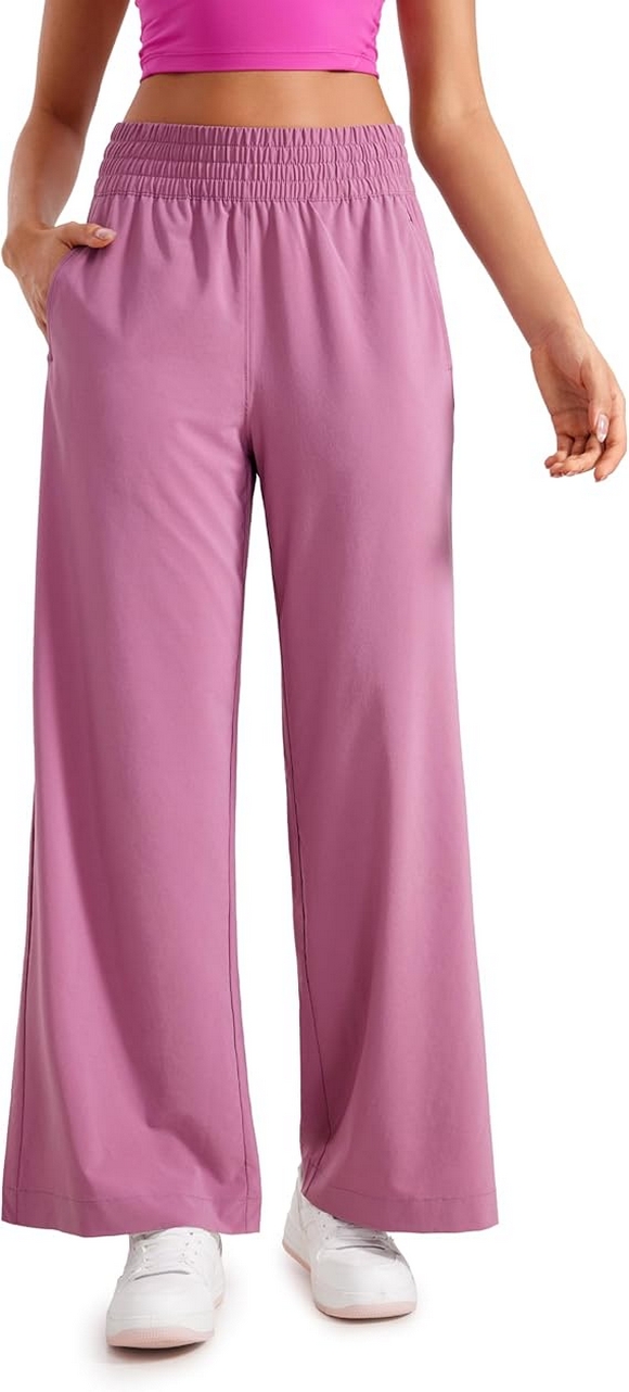 Lightweight Wide Leg Pants for Women 30 High Waisted Casual Lounge Travel Work Pants with Pockets 13