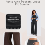 Lightweight Wide Leg Pants for Women 30 High Waisted Casual Lounge Travel Work Pants with Pockets Loose Fit Summer