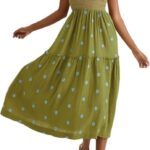 Women Floral Embroidered Maxi Dress Sleeveless Tie Shoulder Smocked Flowy Dress Summer Ideas 03