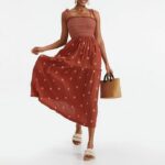 Women Floral Embroidered Maxi Dress Sleeveless Tie Shoulder Smocked Flowy Dress Summer Ideas 04