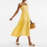 Women Floral Embroidered Maxi Dress Sleeveless Tie Shoulder Smocked Flowy Dress Summer Ideas 05