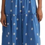 Women Floral Embroidered Maxi Dress Sleeveless Tie Shoulder Smocked Flowy Dress Summer Ideas 08