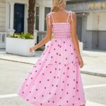 Women Floral Embroidered Maxi Dress Sleeveless Tie Shoulder Smocked Flowy Dress Summer Ideas 15