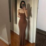 Women Sexy Bodycon Maxi Dress Sleeveless Solid Color Slip Dress 05