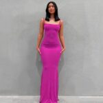 Women Sexy Bodycon Maxi Dress Sleeveless Solid Color Slip Dress 06