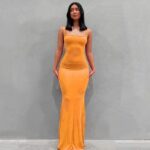 Women Sexy Bodycon Maxi Dress Sleeveless Solid Color Slip Dress 07