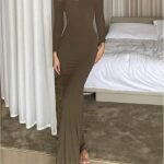 Women Sexy Bodycon Maxi Dress Sleeveless Solid Color Slip Dress 10