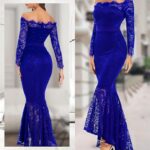 20 Womens Floral Lace Long Sleeve Off Shoulder Wedding Mermaid Dress Ideas 10