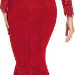 20 Womens Floral Lace Long Sleeve Off Shoulder Wedding Mermaid Dress Ideas 15