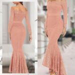 20 Womens Floral Lace Long Sleeve Off Shoulder Wedding Mermaid Dress Ideas 16