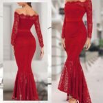 20 Womens Floral Lace Long Sleeve Off Shoulder Wedding Mermaid Dress Ideas 19