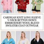 Cardigan Knit Long Sleeve V Neck Button Down Embroidery Wool Blend Sweater Coat Outwear 00 3