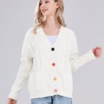 Cardigan Knit Long Sleeve V Neck Button Down Embroidery Wool Blend Sweater Coat Outwear 03 3