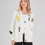 Cardigan Knit Long Sleeve V Neck Button Down Embroidery Wool Blend Sweater Coat Outwear 04 3