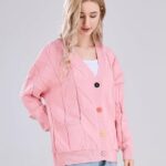 Cardigan Knit Long Sleeve V Neck Button Down Embroidery Wool Blend Sweater Coat Outwear 09 3