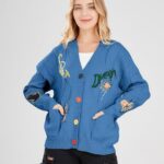 Cardigan Knit Long Sleeve V Neck Button Down Embroidery Wool Blend Sweater Coat Outwear 12 3