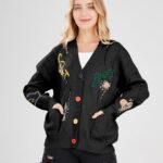 Cardigan Knit Long Sleeve V Neck Button Down Embroidery Wool Blend Sweater Coat Outwear 14 3