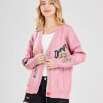 Cardigan Knit Long Sleeve V Neck Button Down Embroidery Wool Blend Sweater Coat Outwear 15 3