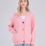 Cardigan Knit Long Sleeve V Neck Button Down Embroidery Wool Blend Sweater Coat Outwear 20 3