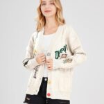 Cardigan Knit Long Sleeve V Neck Button Down Embroidery Wool Blend Sweater Coat Outwear 24 3