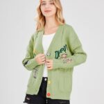 Cardigan Knit Long Sleeve V Neck Button Down Embroidery Wool Blend Sweater Coat Outwear 25 3