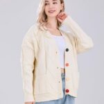 Cardigan Knit Long Sleeve V Neck Button Down Embroidery Wool Blend Sweater Coat Outwear 27 3