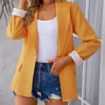 Casual Long Sleeve Lapel Button Slim Work Office Blazer Jacket 26