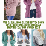 Fall Casual Long Sleeve Button Down Open Front Cable Knit Cardigan Sweater Coat for Women 2024 00
