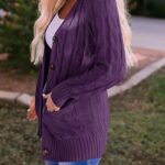 Fall Casual Long Sleeve Button Down Open Front Cable Knit Cardigan Sweater Coat for Women 2024 18