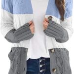 Fall Casual Long Sleeve Button Down Open Front Cable Knit Cardigan Sweater Coat for Women 2024 23