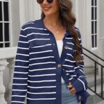 Fall Knit Striped Long Sleeve Sweater Open Front Button Down Cardigan For Women Ideas 01