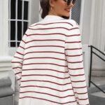 Fall Knit Striped Long Sleeve Sweater Open Front Button Down Cardigan For Women Ideas 09