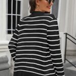 Fall Knit Striped Long Sleeve Sweater Open Front Button Down Cardigan For Women Ideas 12