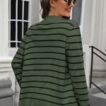 Fall Knit Striped Long Sleeve Sweater Open Front Button Down Cardigan For Women Ideas 13