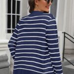 Fall Knit Striped Long Sleeve Sweater Open Front Button Down Cardigan For Women Ideas 14