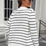 Fall Knit Striped Long Sleeve Sweater Open Front Button Down Cardigan For Women Ideas 15
