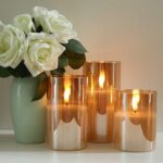 Gray Glass Battery Operated Flameless Led Candles with Timer for Home Decoration 02